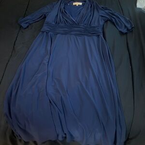 Evan Picone Blue Cowl Neck Dolman Sleeve Dress